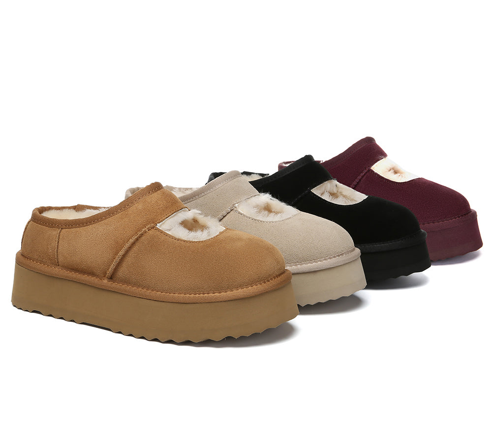 AUSTRALIAN SHEPHERDยฎ UGG Slippers Sheepskin Wool Ankle Platform Carmella UGG AUSTRALIAN SHEPHERD