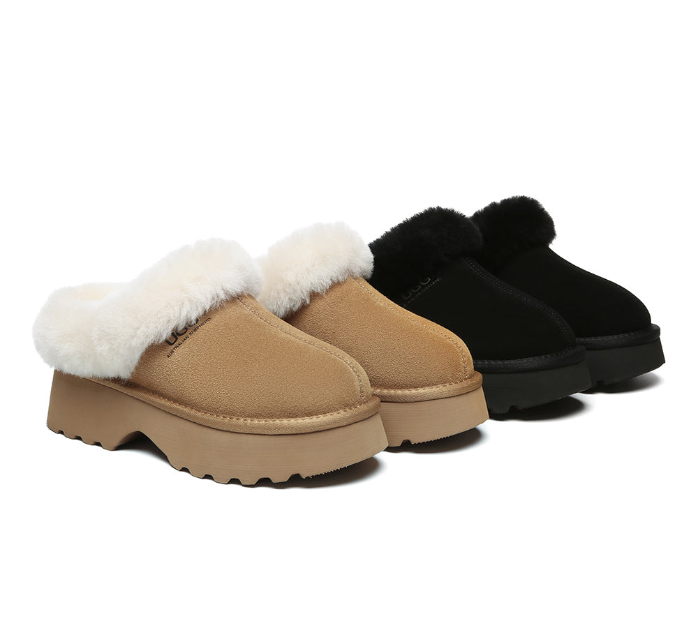 UGG Slippers Sheepskin Wool Ankle Chunky Platform Murray