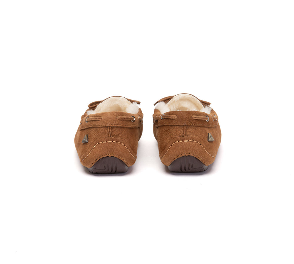 EVERAU® UGG Slippers Women Sheepskin Wool Bow Moccasins Pommie EVERAU