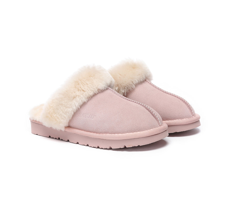 EVERAU® UGG Slippers Sheepskin Wool Suede Scuff Muffin - UGG EXPRESS