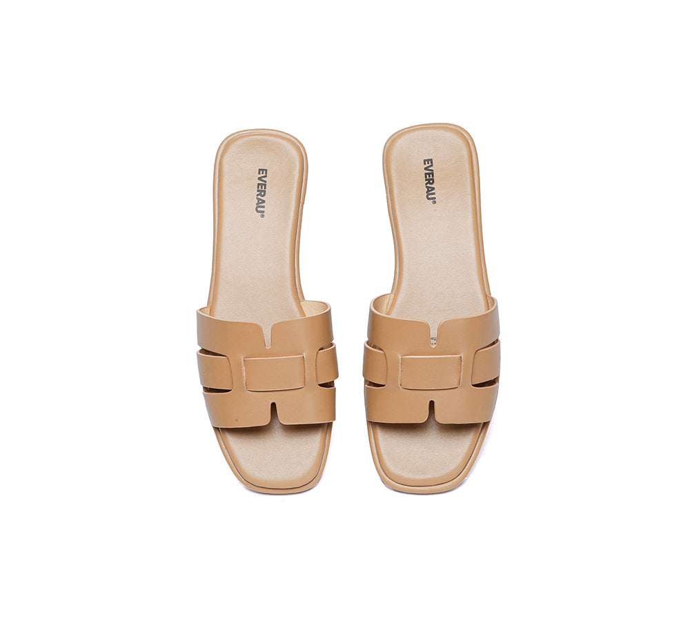 Women Leather Woven Flat Slides Bolita