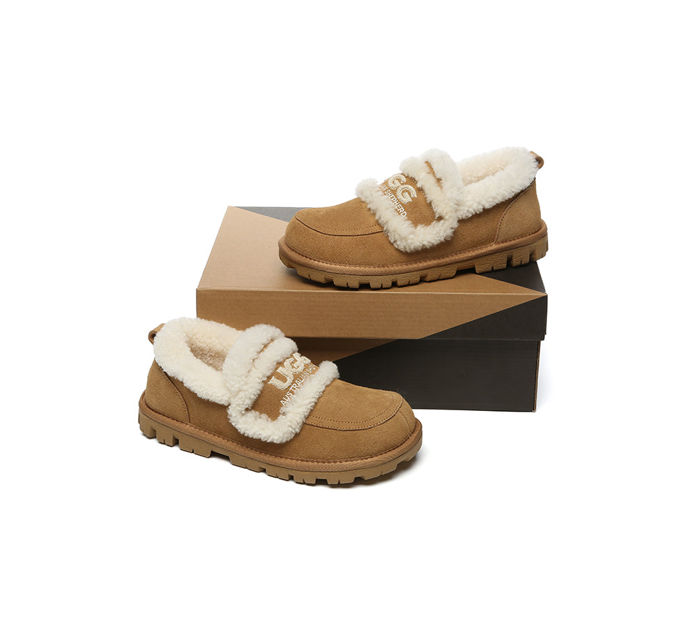 UGG Slippers Women Sheepskin Wool Ankle Rilee Loafers