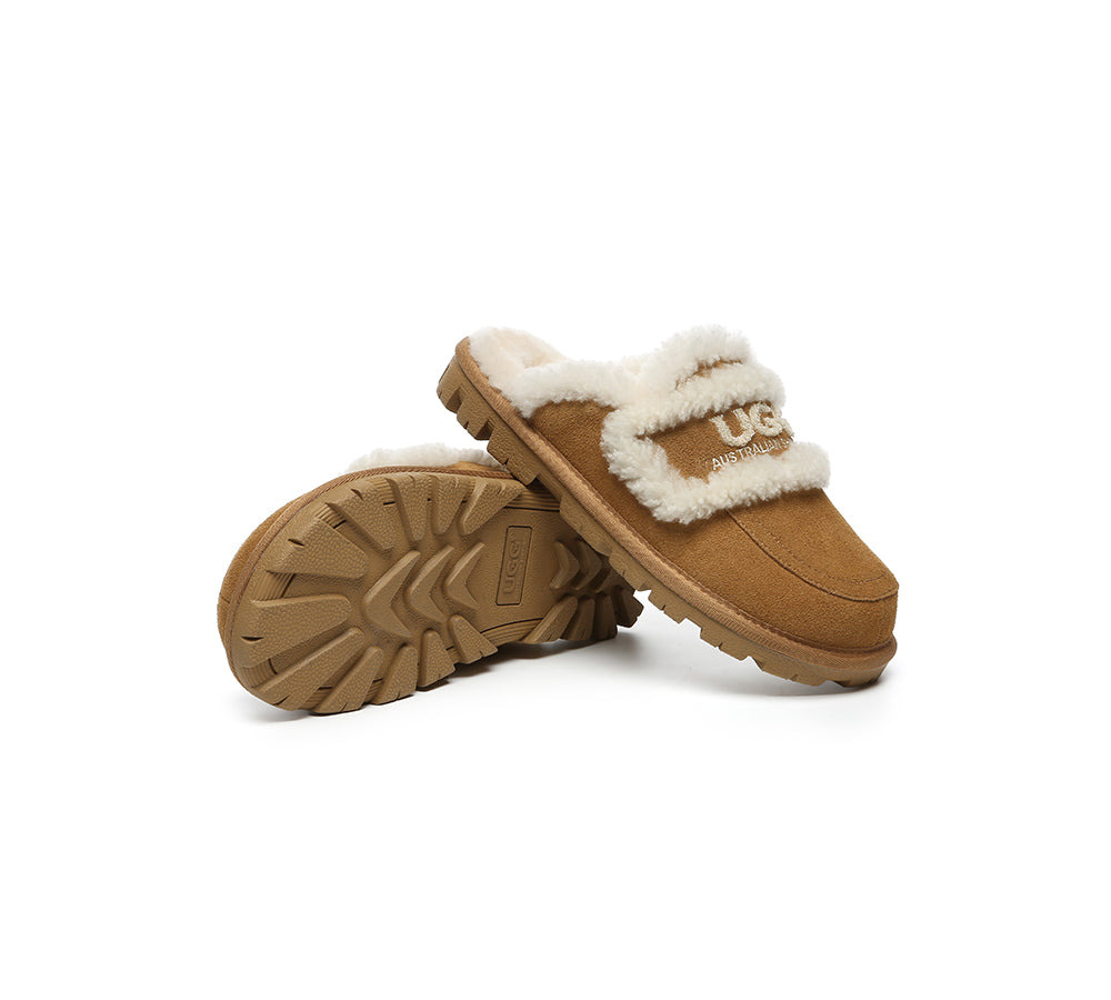 UGG Slippers Women Sheepskin Wool Shearling Lined Rilee