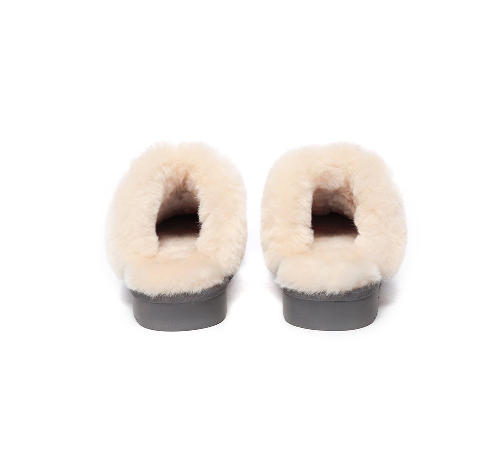 EVERAU® UGG Slippers Sheepskin Wool Suede Scuff Muffin - UGG EXPRESS