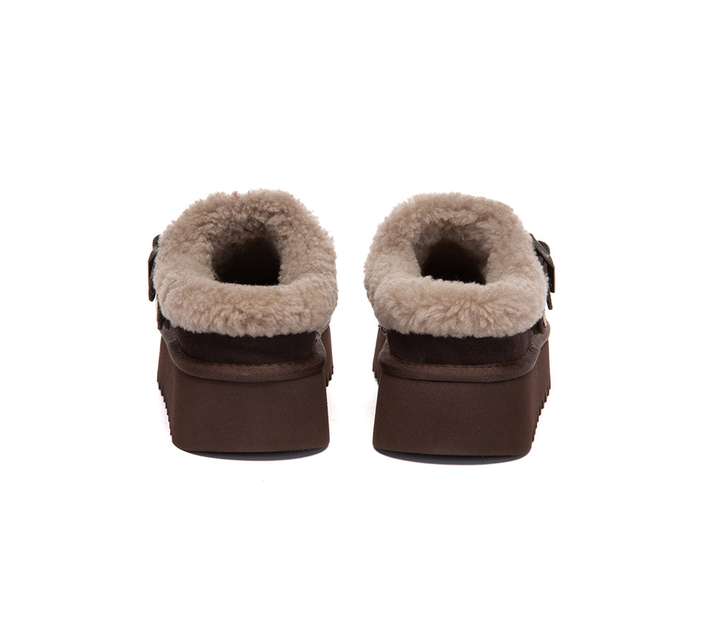 AUSTRALIAN SHEPHERD® UGG Slippers Sheepskin Wool Adjustable Strap Pulsey Platform UGG AUSTRALIAN SHEPHERD