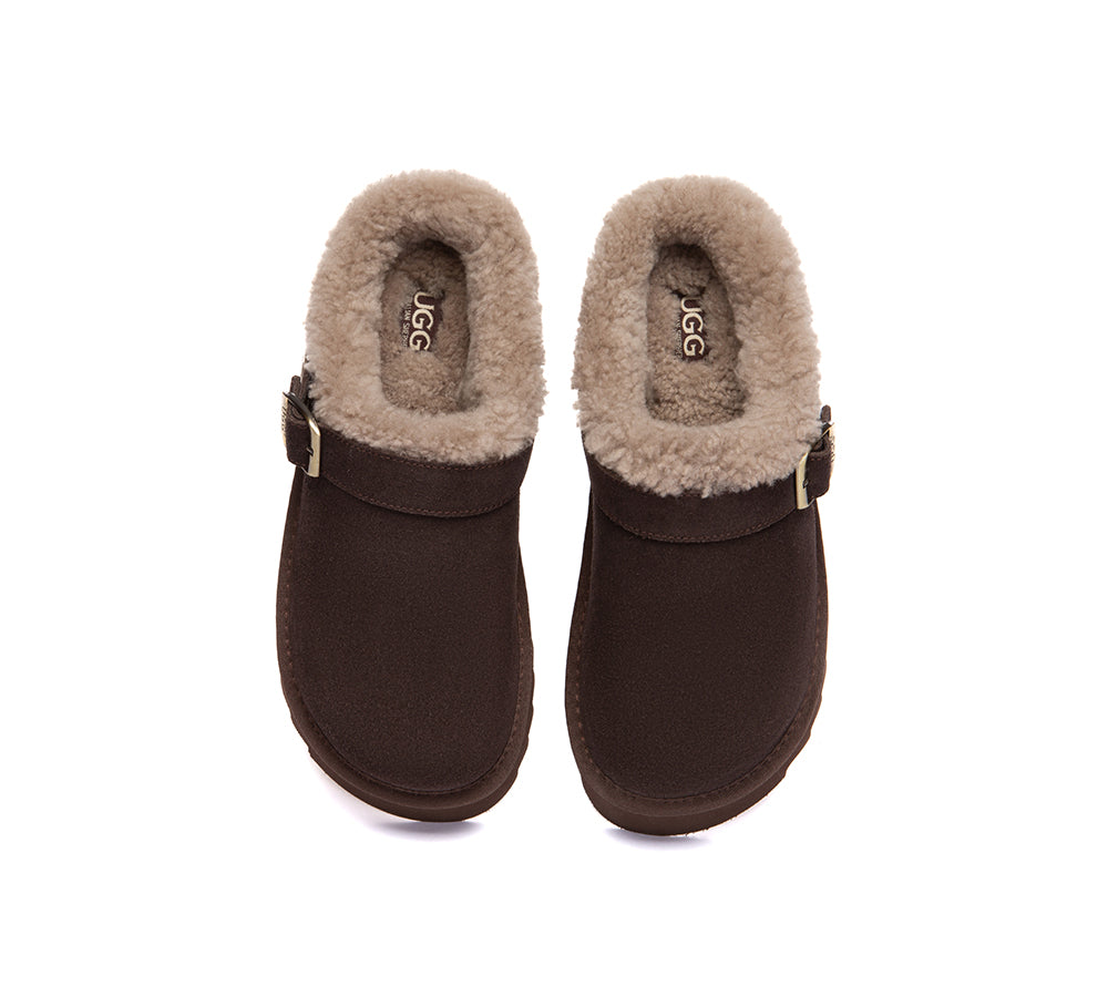 AUSTRALIAN SHEPHERD® UGG Slippers Sheepskin Wool Adjustable Strap Pulsey Platform UGG AUSTRALIAN SHEPHERD