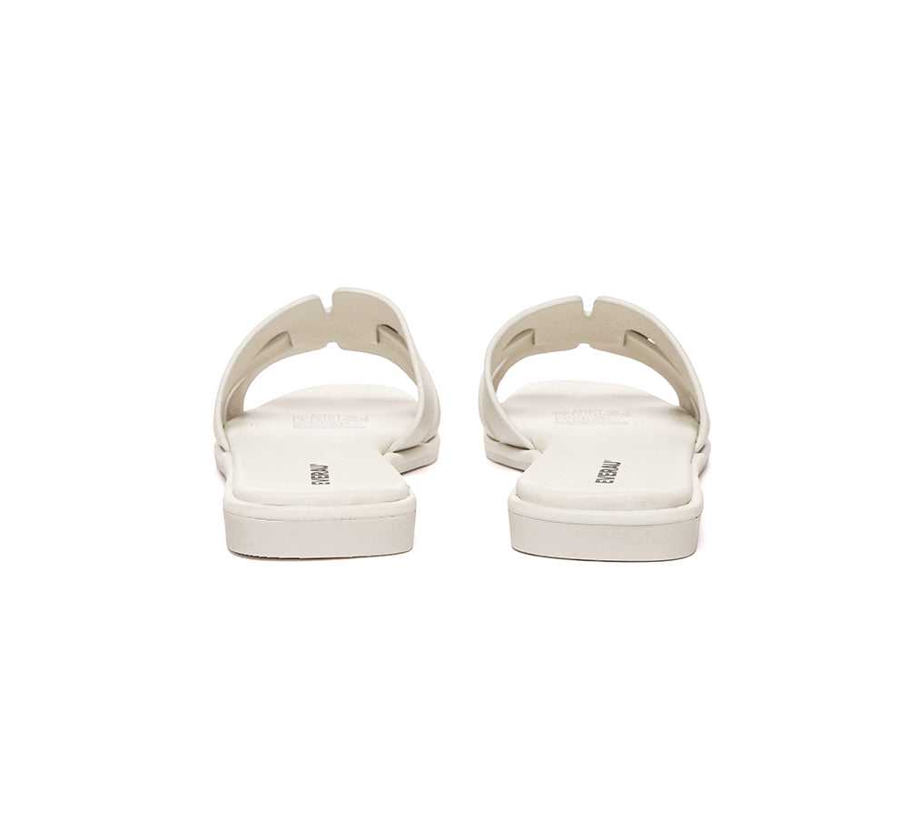 Women Leather Woven Flat Slides Bolita