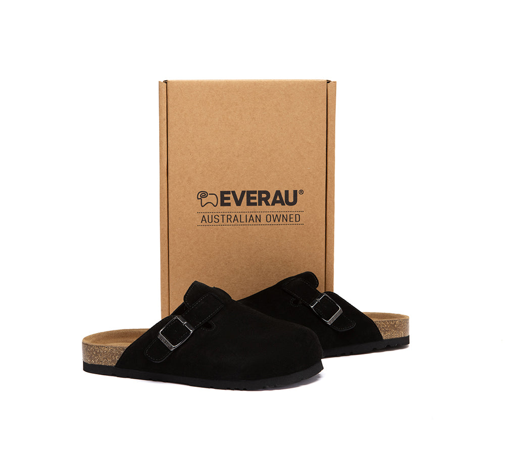 EVERAU® Adjustable Buckled Straps Slip-on Flat Sandal Slides Mason EVERAU