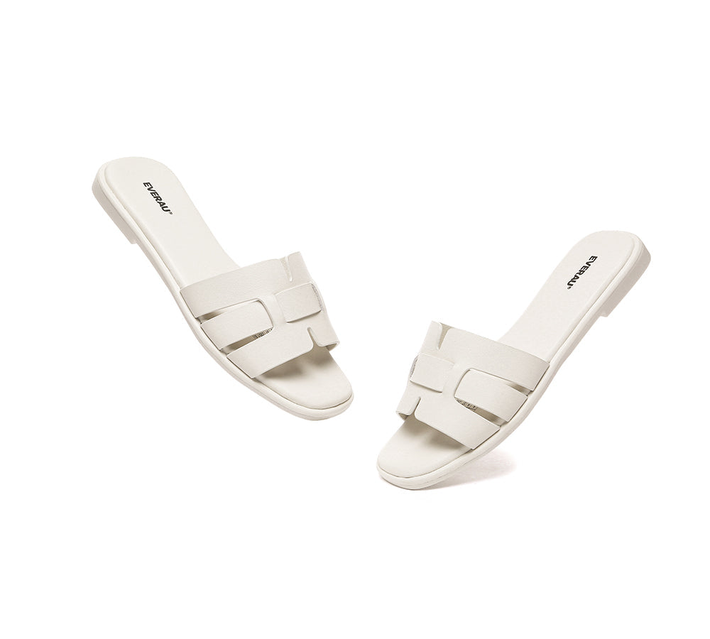 Women Leather Woven Flat Slides Bolita