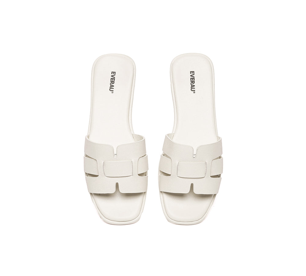 Women Leather Woven Flat Slides Bolita