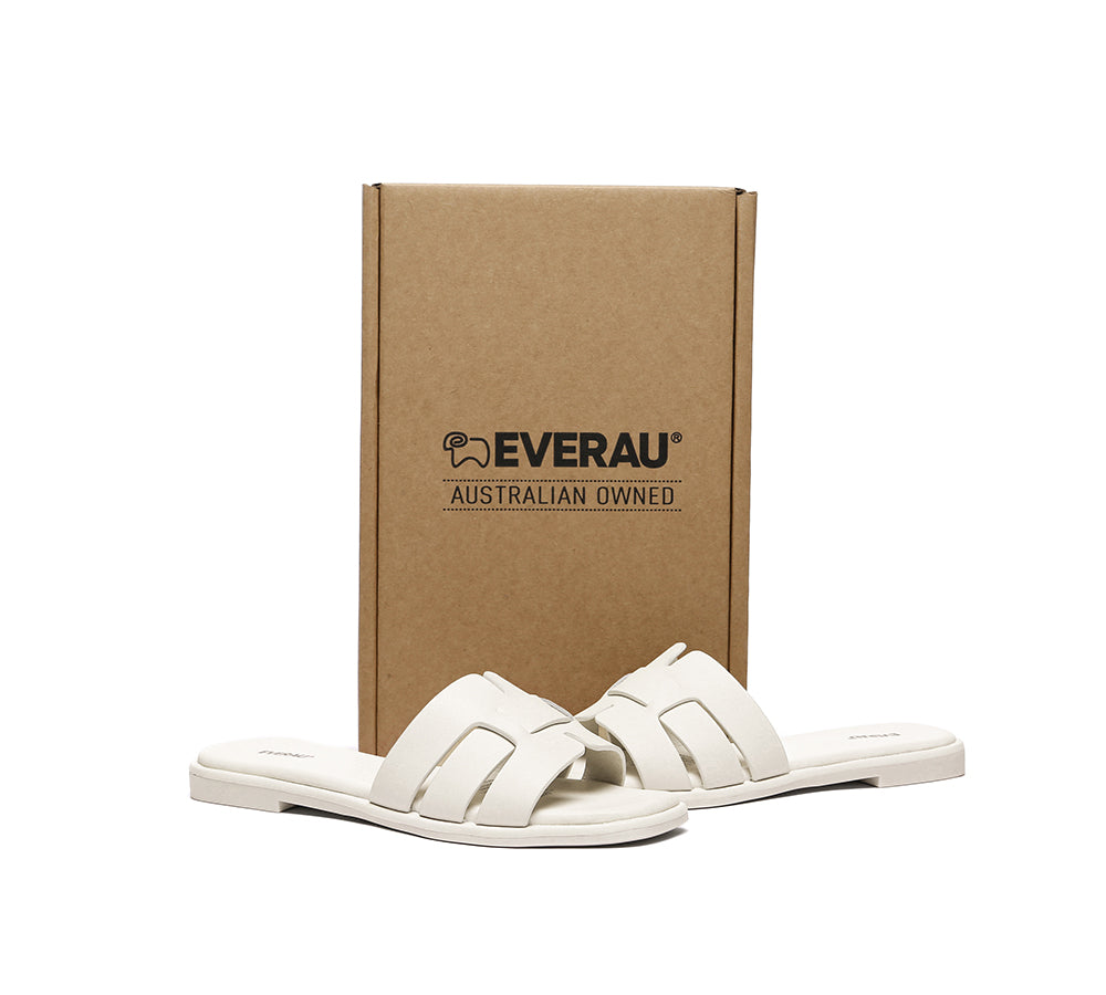 Women Leather Woven Flat Slides Bolita