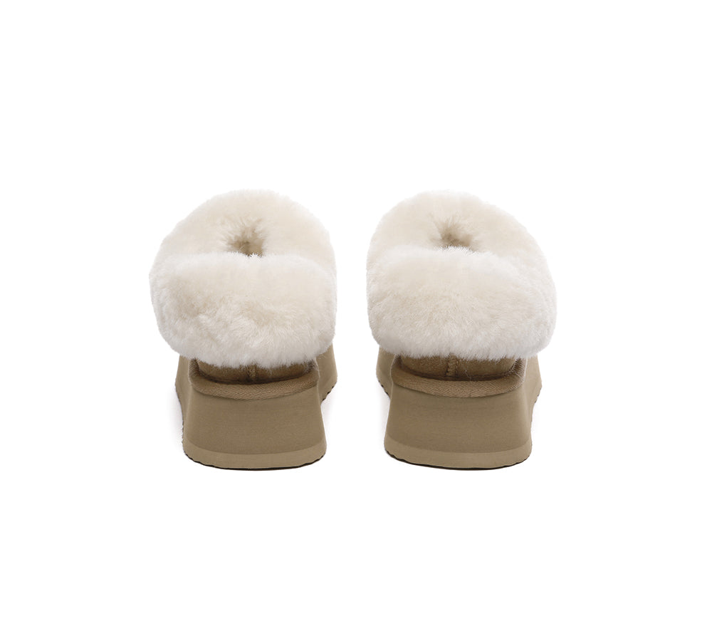 UGG EVERAU® UGG Slippers Women Sheepskin Wool Collar Ankle Platform Gabri - UGG EXPRESS