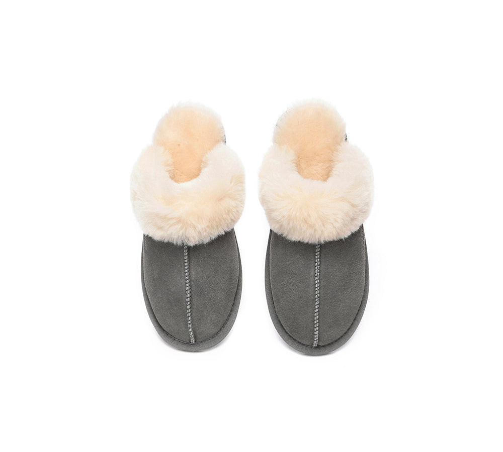 EVERAU® UGG Slippers Sheepskin Wool Suede Scuff Rosa - UGG EXPRESS