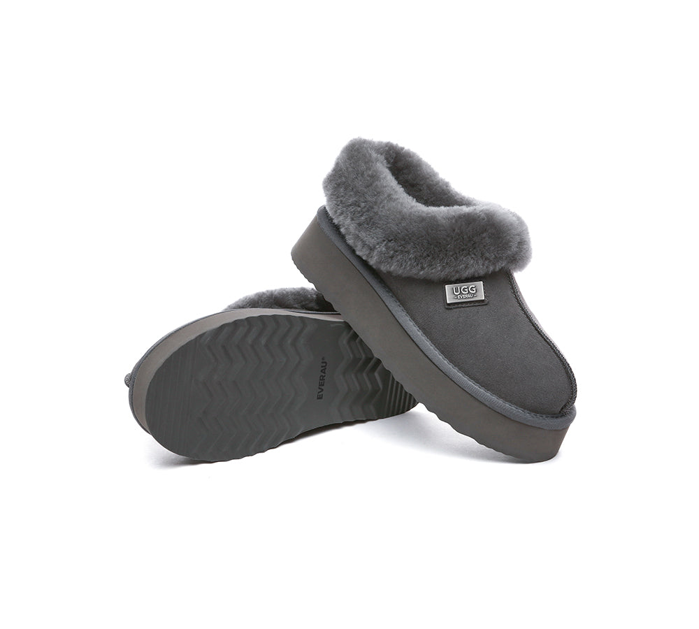 UGG EVERAU® UGG Slippers Women Sheepskin Wool Collar Ankle Platform Gabri - UGG EXPRESS