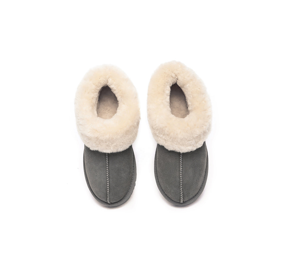 EVERAU® UGG Slippers Sheepskin Wool Suede Ankle Homey - UGG EXPRESS