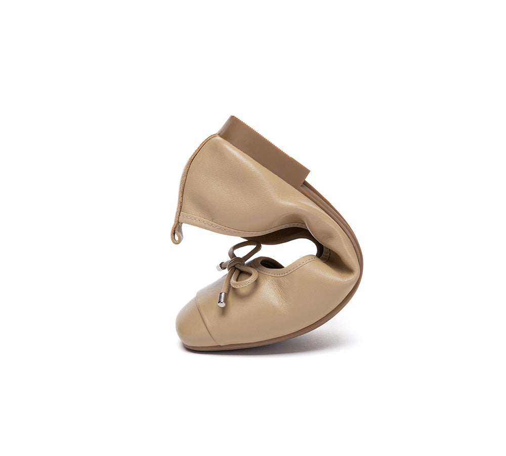 EVERAU® Women Leather Bow Ultra Soft Ballet Flats Suvel EVERAU