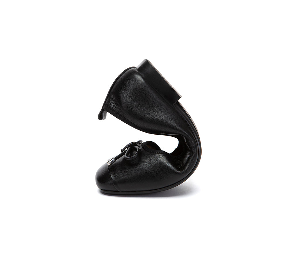 EVERAU® Women Leather Bow Ultra Soft Ballet Flats Suvel EVERAU