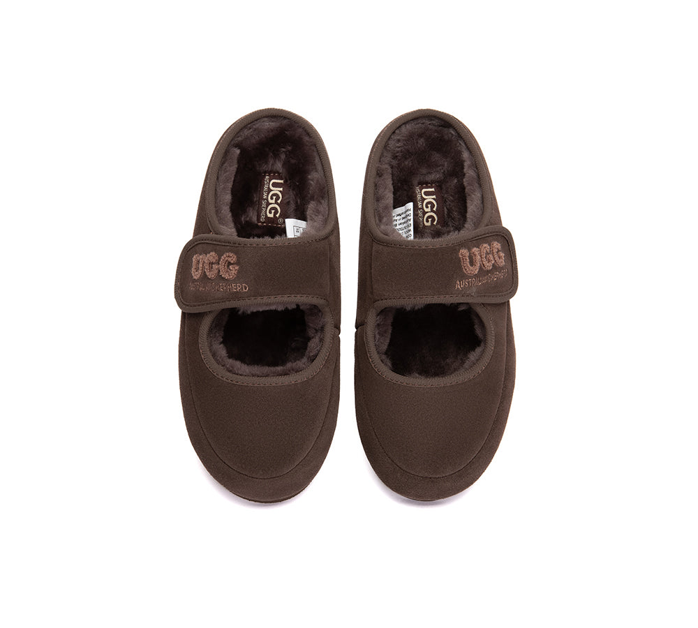 AUSTRALIAN SHEPHERD® UGG Slippers Sheepskin Wool Adjustable Strap Mary Jane Velly UGG AUSTRALIAN SHEPHERD
