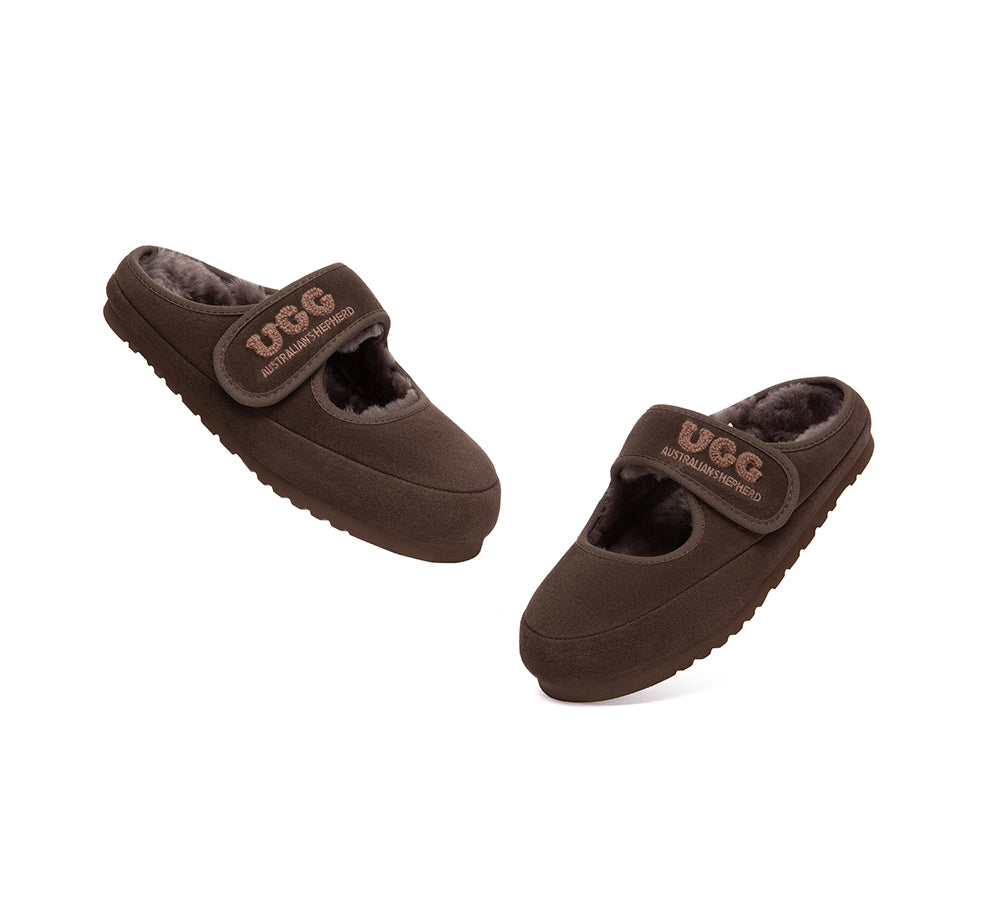 AUSTRALIAN SHEPHERD® UGG Slippers Sheepskin Wool Adjustable Strap Mary Jane Velly UGG AUSTRALIAN SHEPHERD
