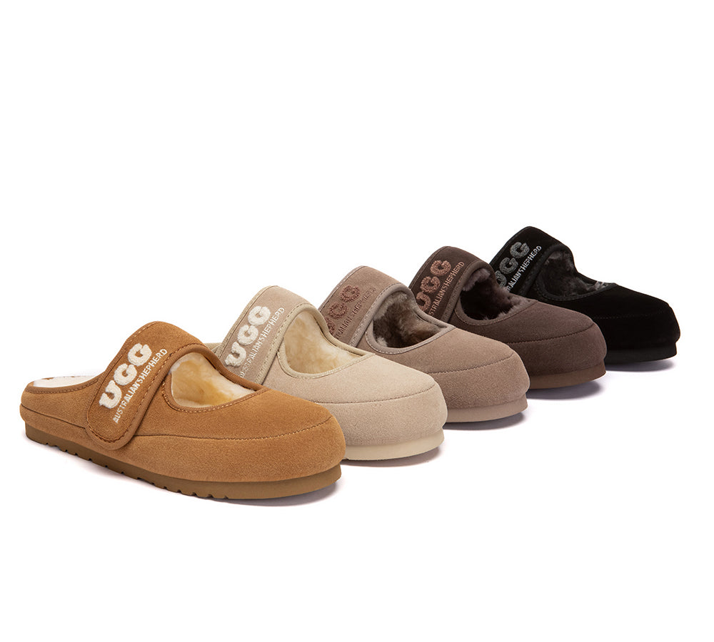 AUSTRALIAN SHEPHERD® UGG Slippers Sheepskin Wool Adjustable Strap Mary Jane Velly UGG AUSTRALIAN SHEPHERD