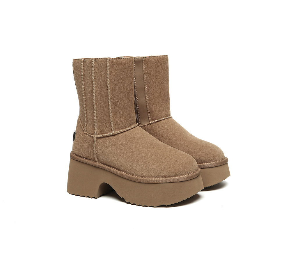 UGG Boots Short Zipper Chunky Platform Yuana