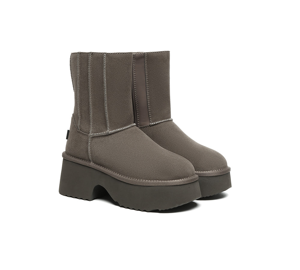 UGG Boots Short Zipper Chunky Platform Yuana