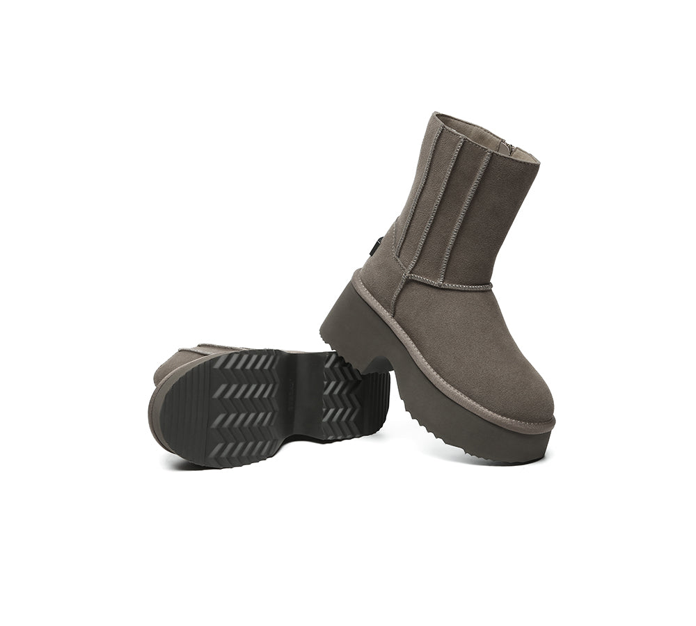 UGG Boots Short Zipper Chunky Platform Yuana