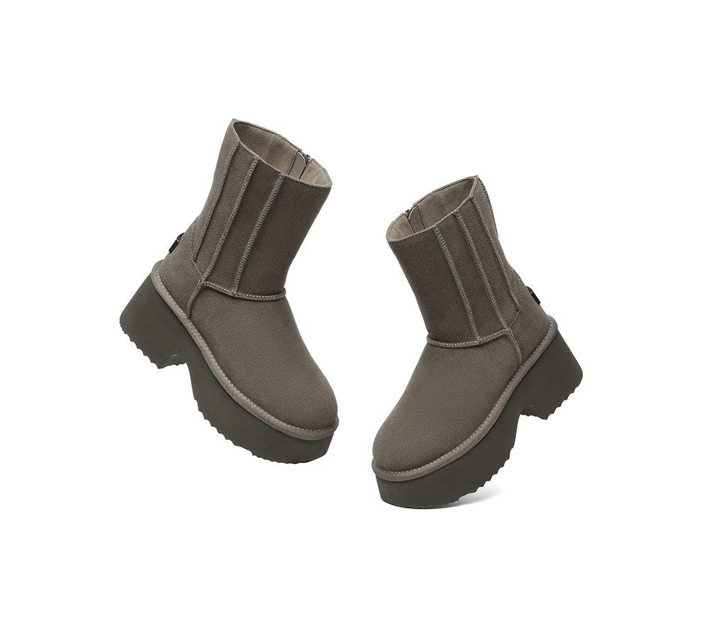 UGG Boots Short Zipper Chunky Platform Yuana