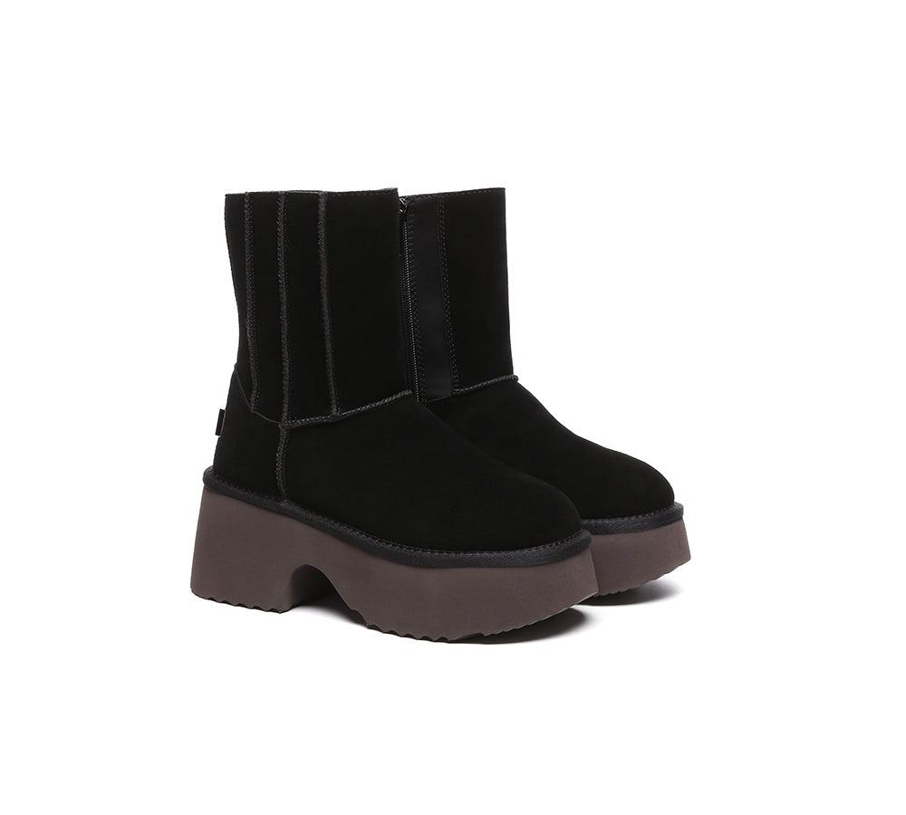 UGG Boots Short Zipper Chunky Platform Yuana
