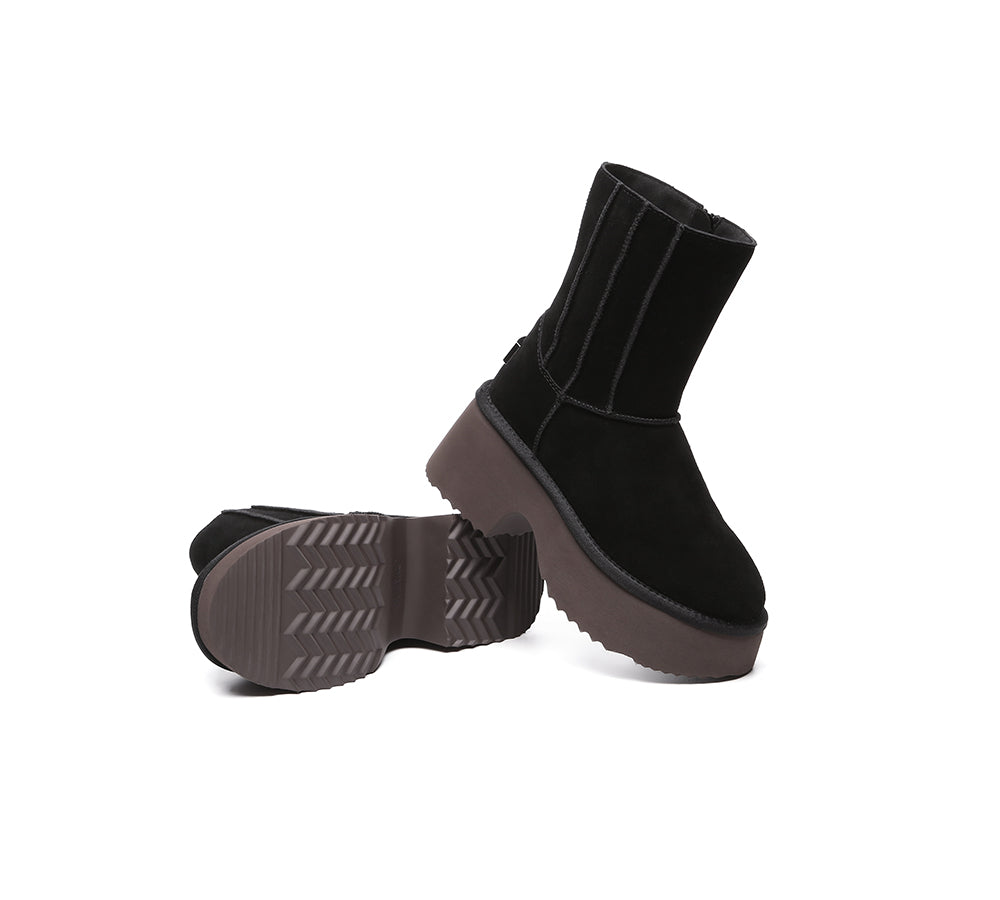 UGG Boots Short Zipper Chunky Platform Yuana