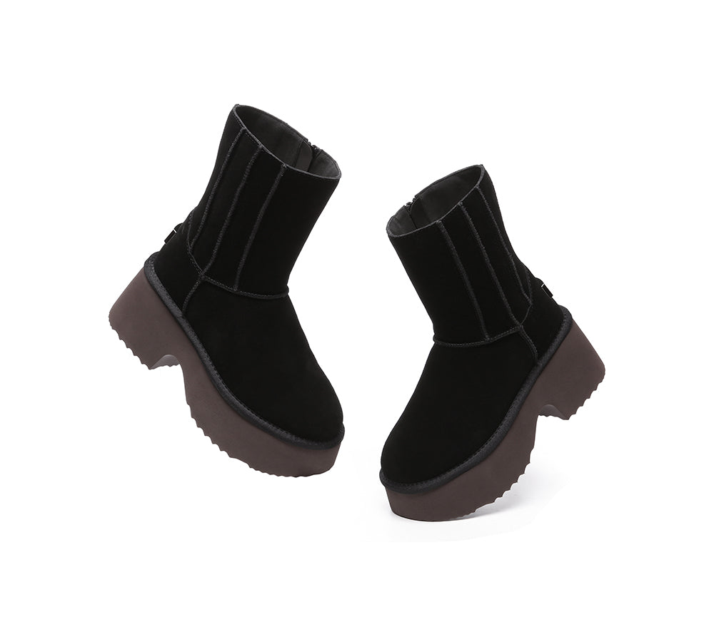 UGG Boots Short Zipper Chunky Platform Yuana