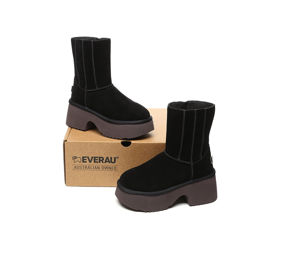 UGG Boots Short Zipper Chunky Platform Yuana