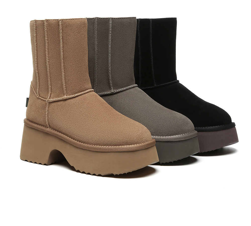 UGG Boots Short Zipper Chunky Platform Yuana