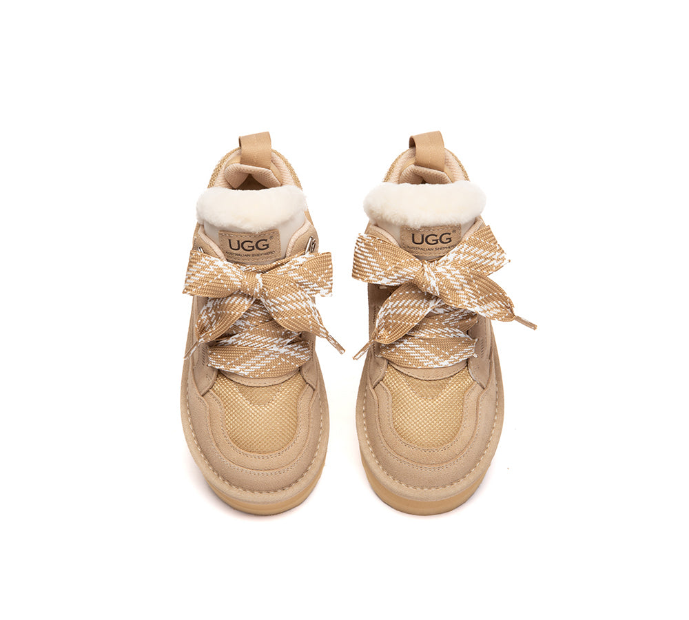 AUSTRALIAN SHEPHERD® Kids UGG Boots Sheepskin Wool Lace Up Platform Sneakers Parkyr UGG AUSTRALIAN SHEPHERD