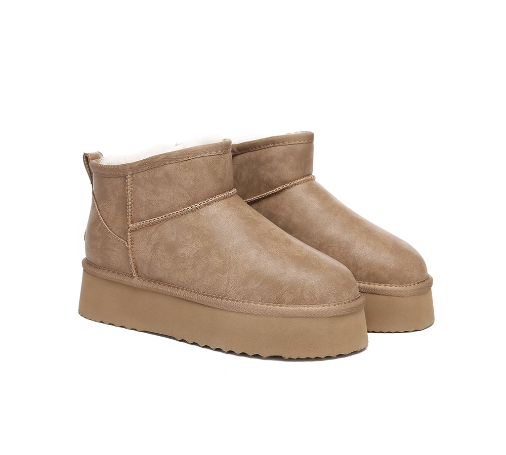 EVERAU® UGG Boots Women Sheepskin Wool Ankle Platform Romi - UGG EXPRESS
