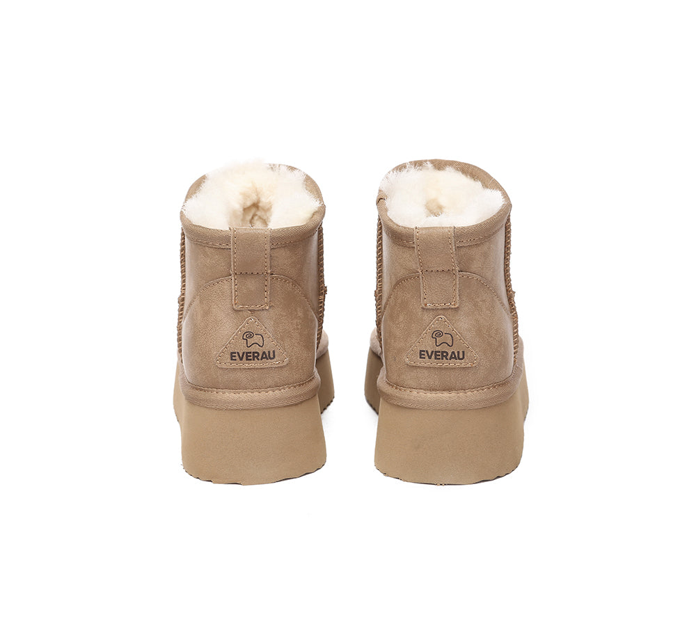 EVERAU® UGG Boots Women Sheepskin Wool Ankle Platform Romi - UGG EXPRESS