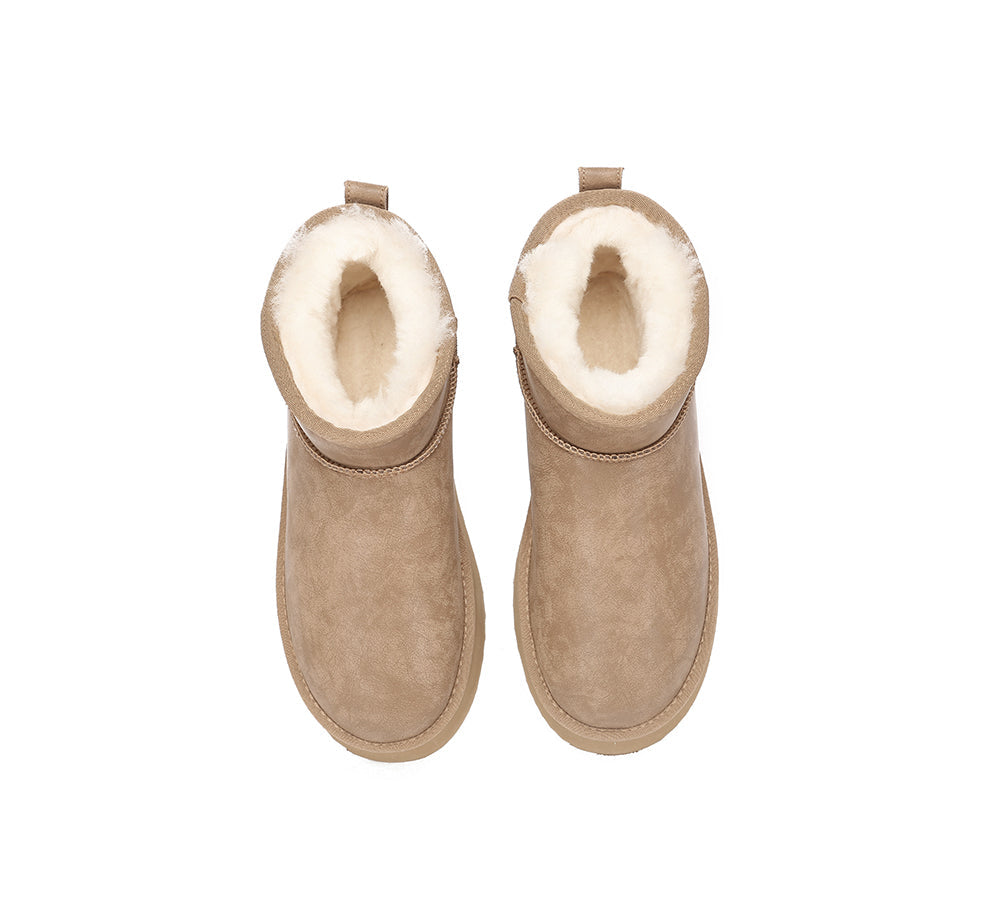 EVERAU® UGG Boots Women Sheepskin Wool Ankle Platform Romi - UGG EXPRESS