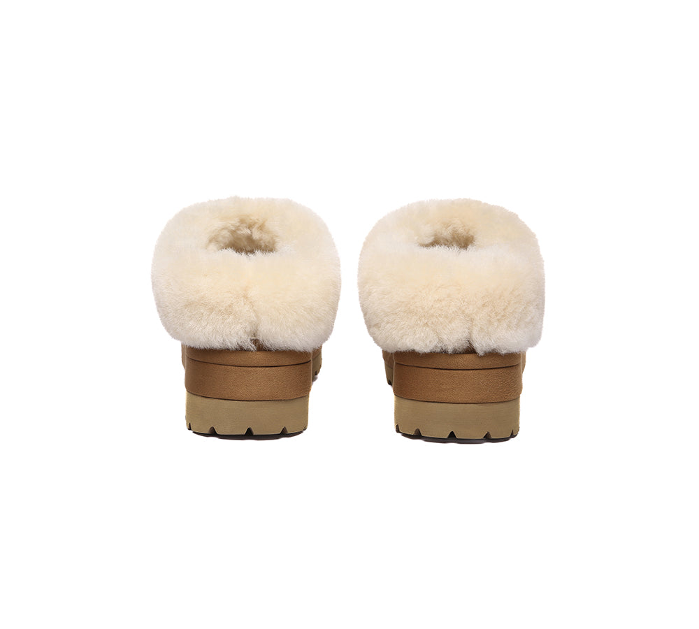 UGG EVERAU® UGG Slippers Women Sheepskin Wool Collar Ankle Platform Ulrika - UGG EXPRESS