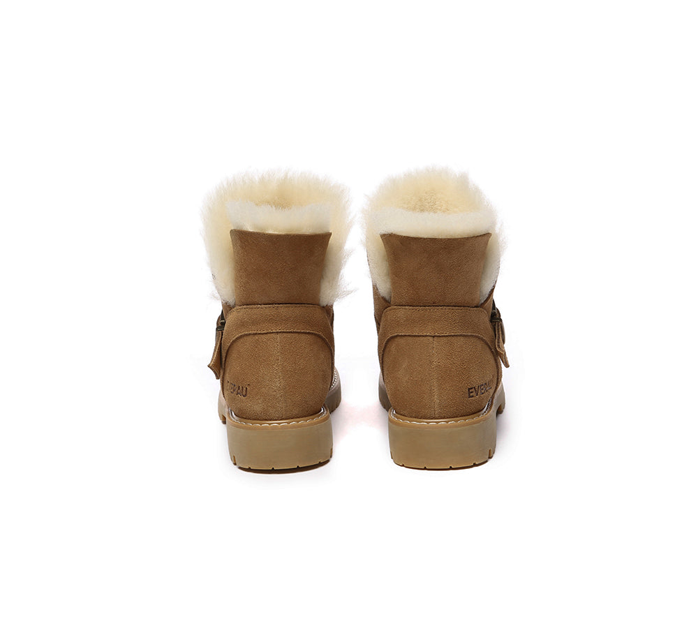 EVERAU® UGG Boots Women Sheepskin Wool Buckle Decor Ankle Polarwalk - UGG EXPRESS