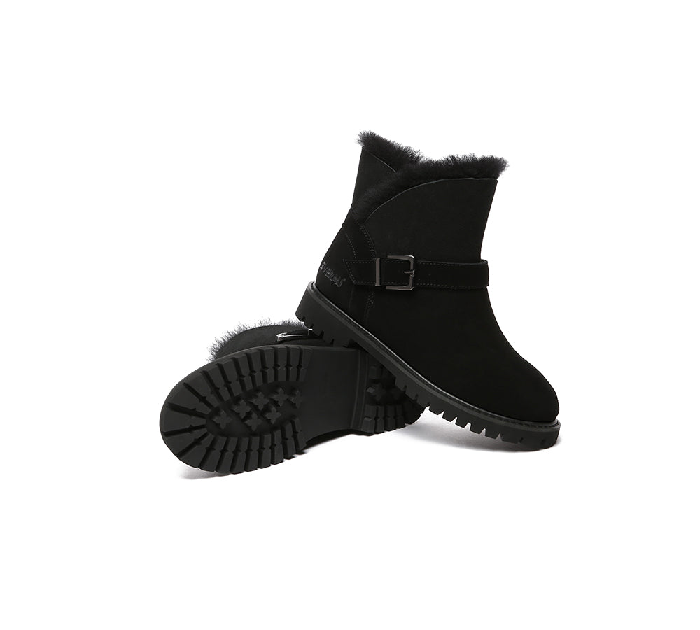 EVERAU® UGG Boots Women Sheepskin Wool Buckle Decor Ankle Polarwalk - UGG EXPRESS