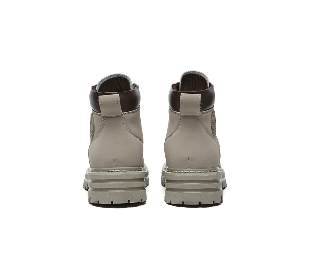 UGG Boots Women Leather Sheepskin Wool Lace Up Chunky Aubrey