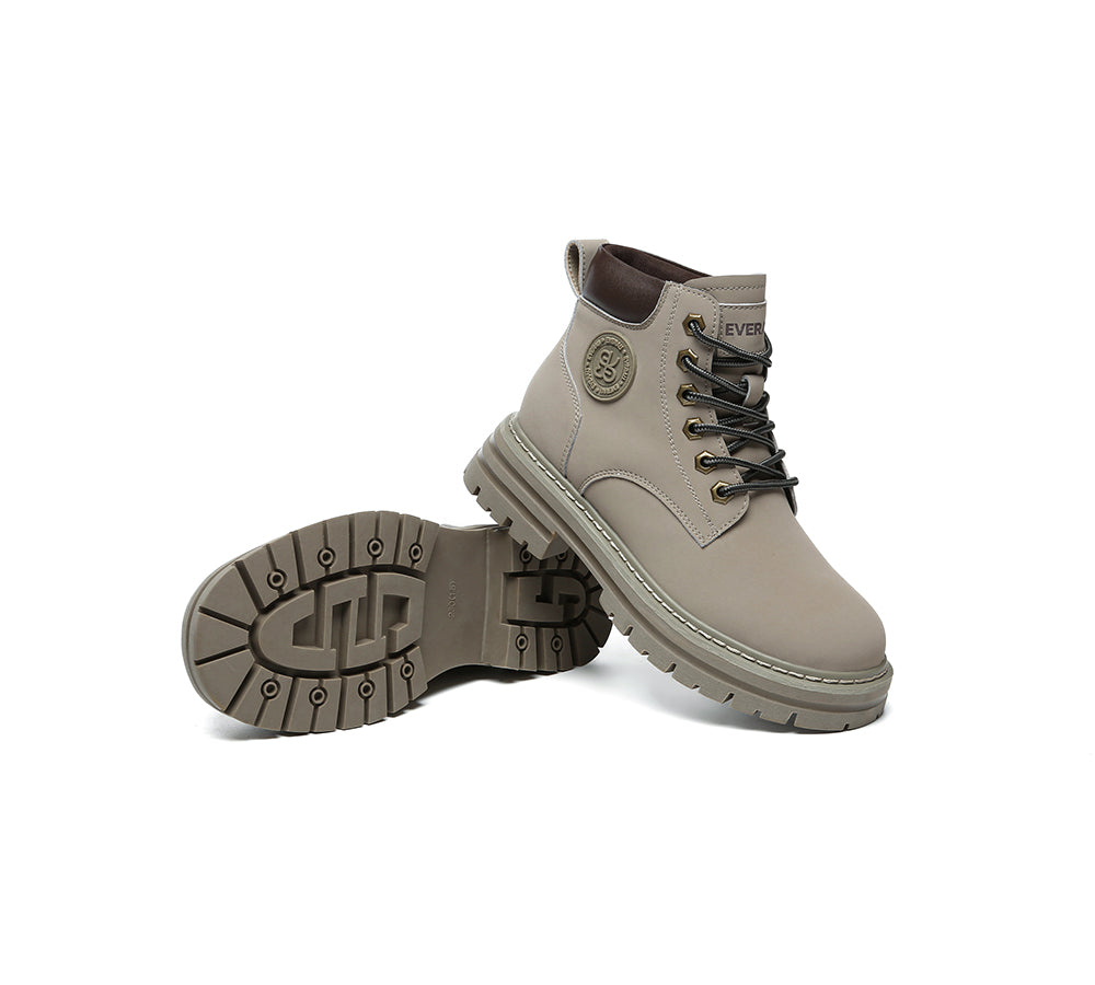 UGG Boots Women Leather Sheepskin Wool Lace Up Chunky Aubrey