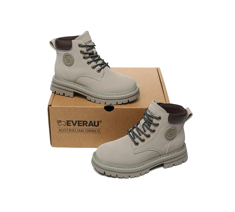 UGG Boots Women Leather Sheepskin Wool Lace Up Chunky Aubrey