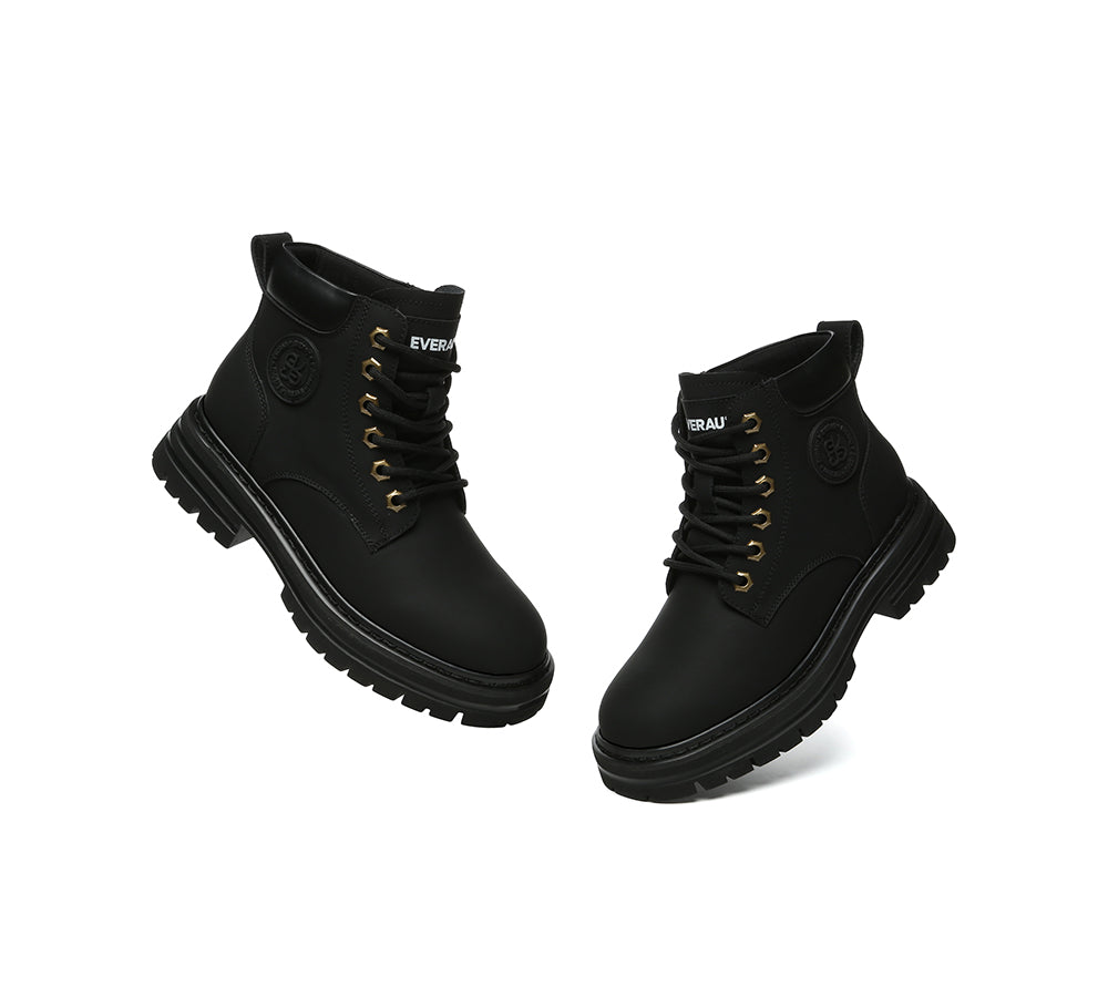 UGG Boots Women Leather Sheepskin Wool Lace Up Chunky Aubrey