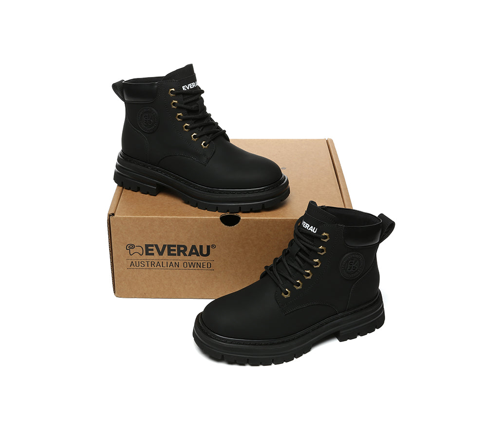 UGG Boots Women Leather Sheepskin Wool Lace Up Chunky Aubrey