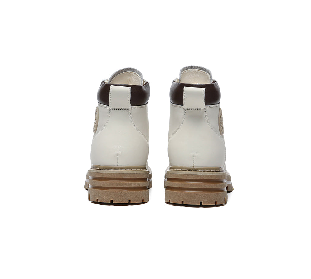 UGG Boots Women Leather Sheepskin Wool Lace Up Chunky Aubrey