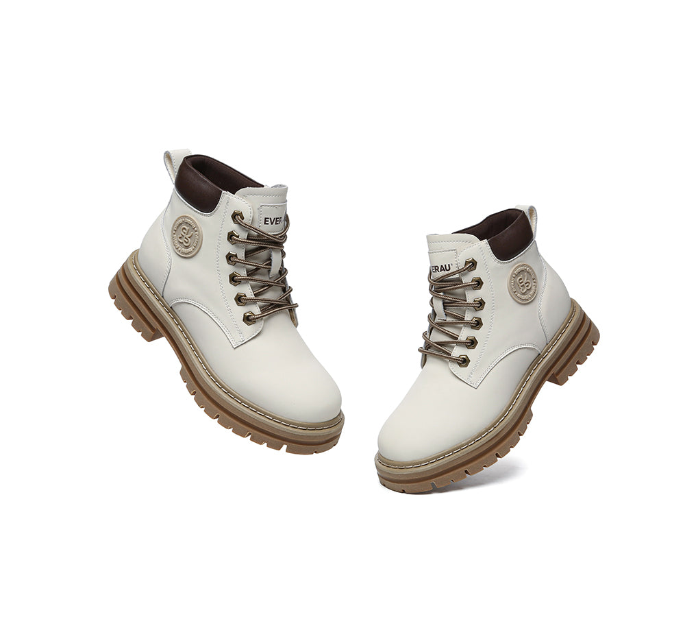 UGG Boots Women Leather Sheepskin Wool Lace Up Chunky Aubrey