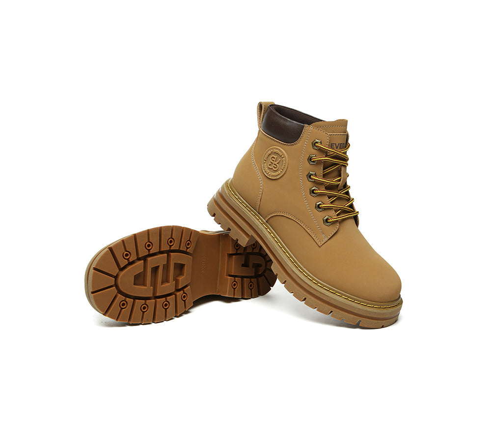 UGG Boots Women Leather Sheepskin Wool Lace Up Chunky Aubrey