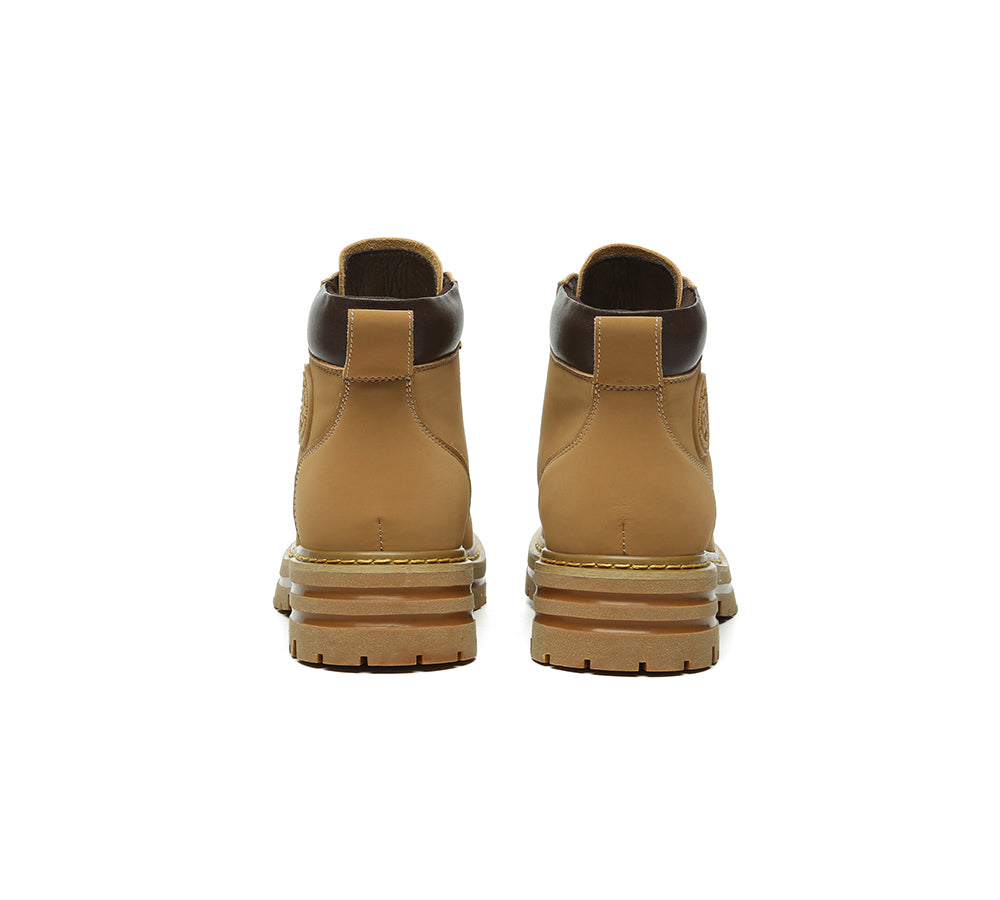 UGG Boots Women Leather Sheepskin Wool Lace Up Chunky Aubrey