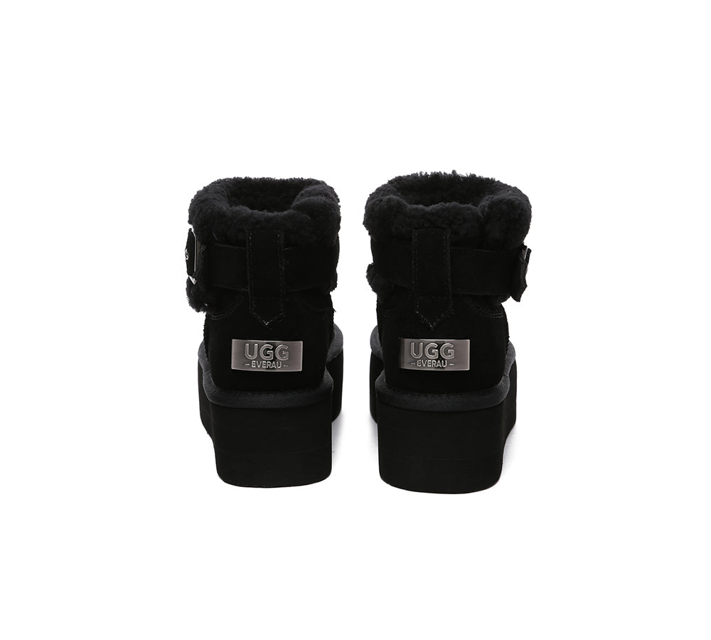 UGG EVERAU® UGG Boots Sheepskin Wool Adjustable Buckle Ankle Platform Ula - UGG EXPRESS